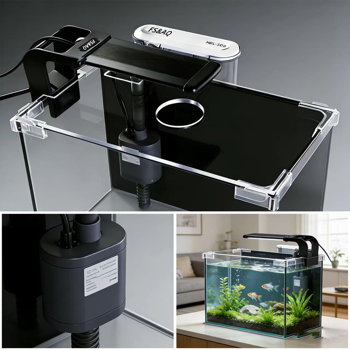2.5 Gallon Betta Fish Tank with Filter Light and Lid T6598