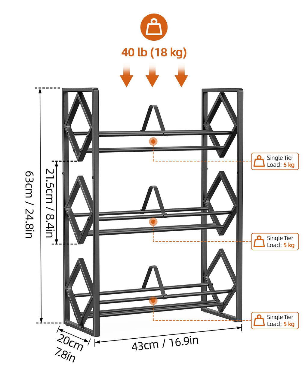 3-Tier CD Storage Metal Display Shelf with Adjustable Divider V9804