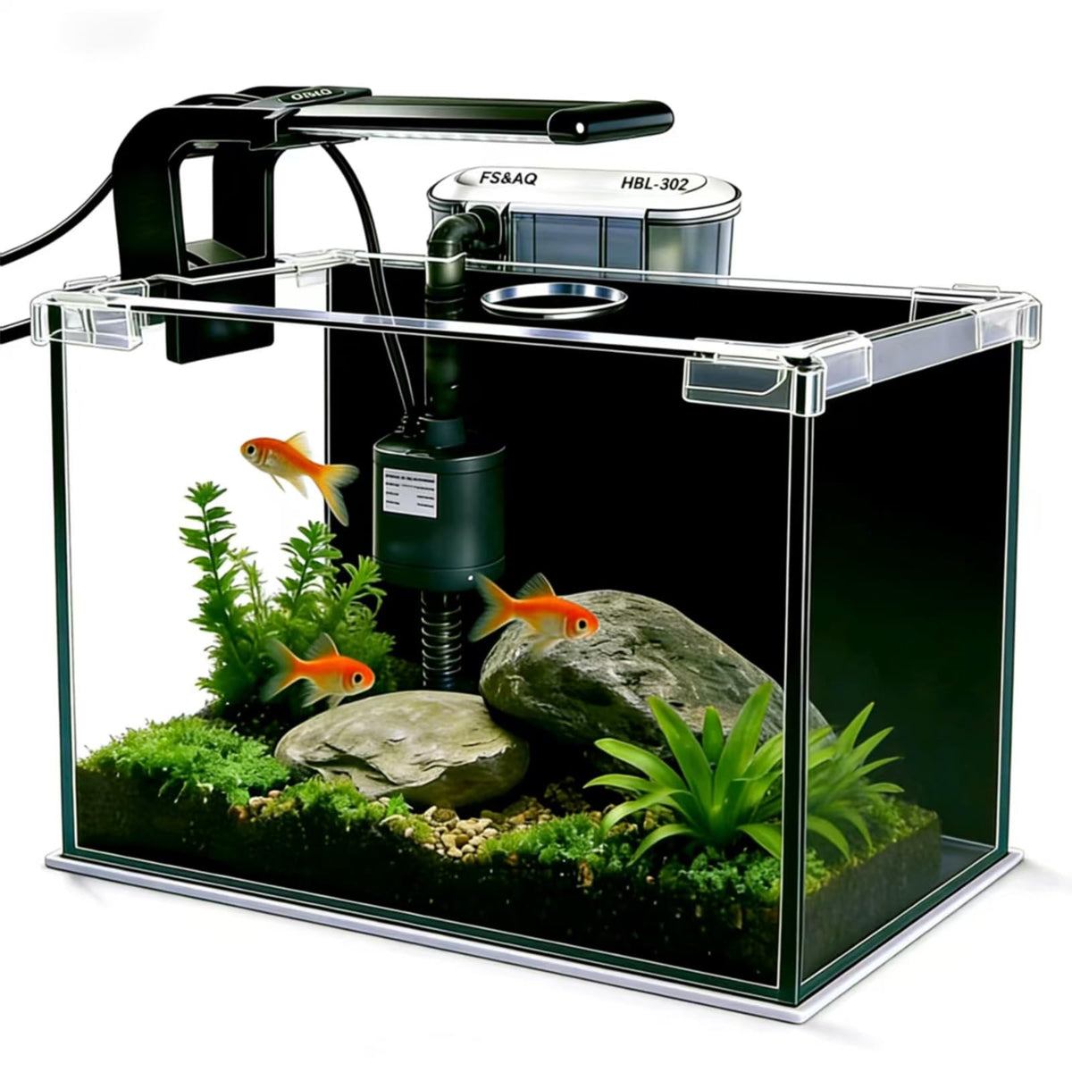 2.5 Gallon Betta Fish Tank with Filter Light and Lid T6598