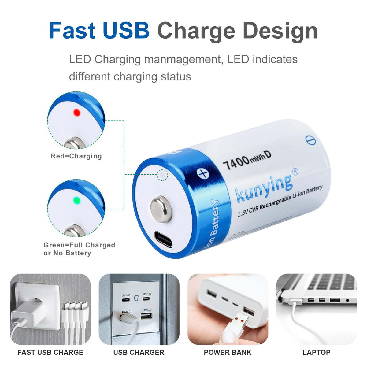 Rechargeable D Batteries with Charging E9952
