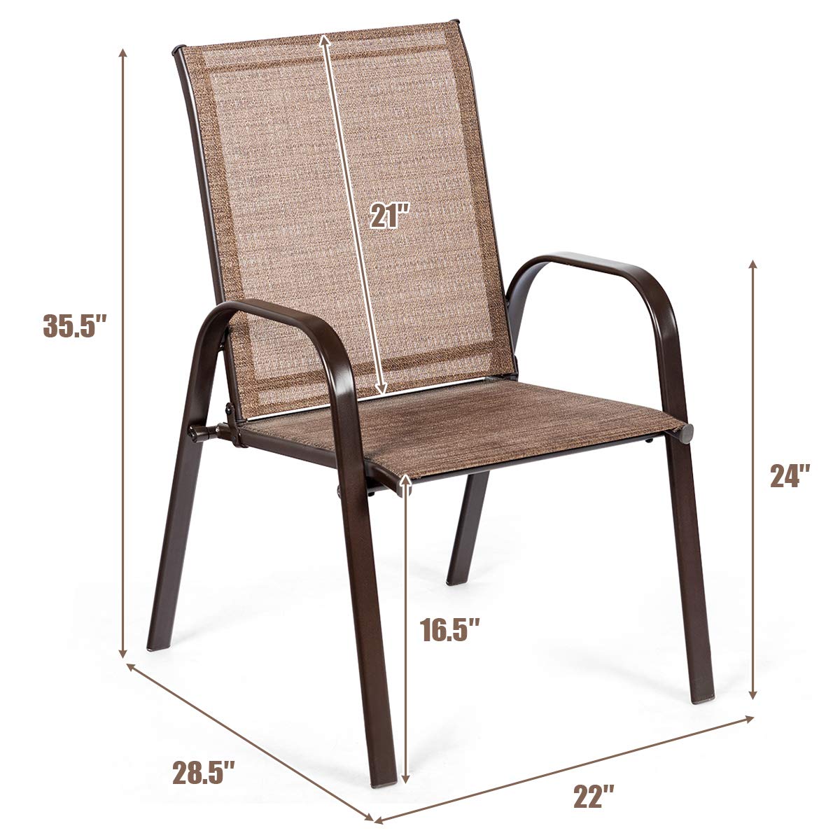 2 Piece Outdoor Patio Chairs with Breathable Fabric O771725