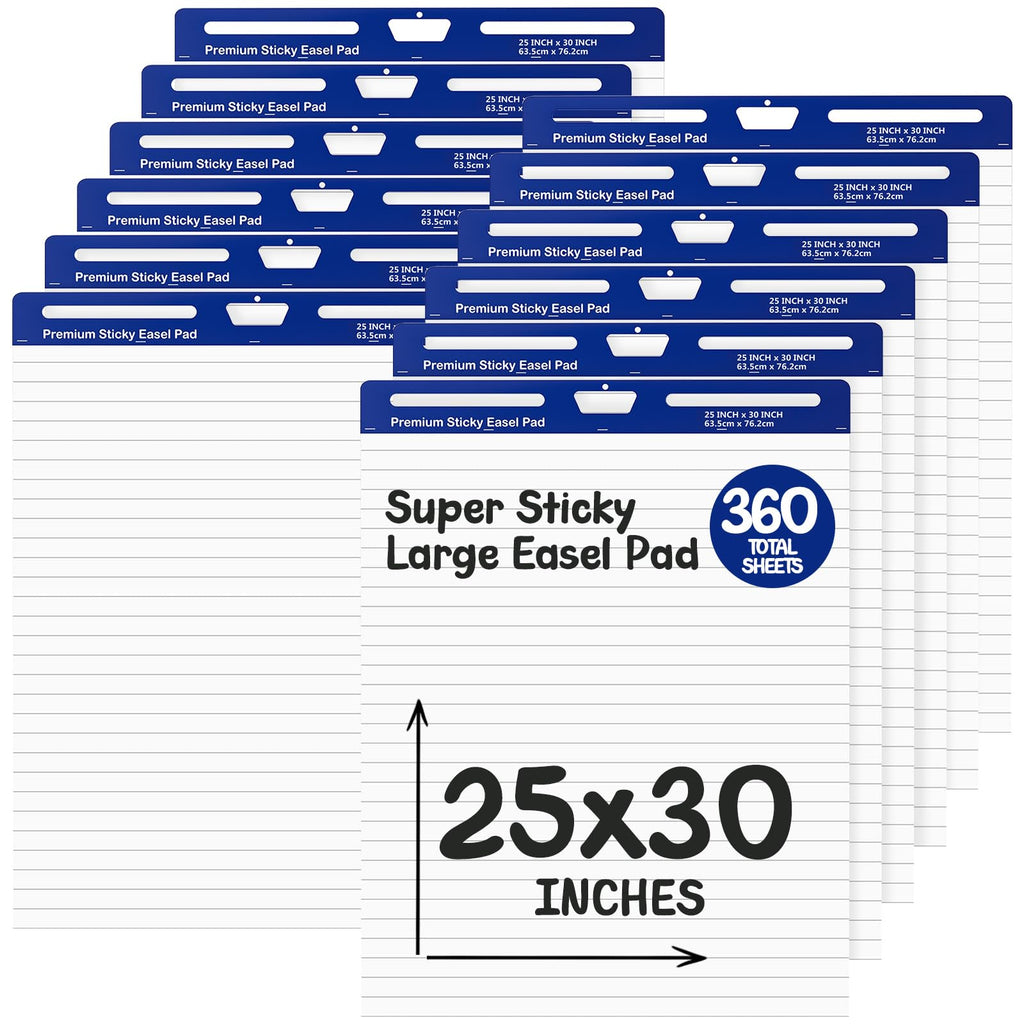 12 Pads White Lined Sticky Easel Pad 25 in x 30 in R314