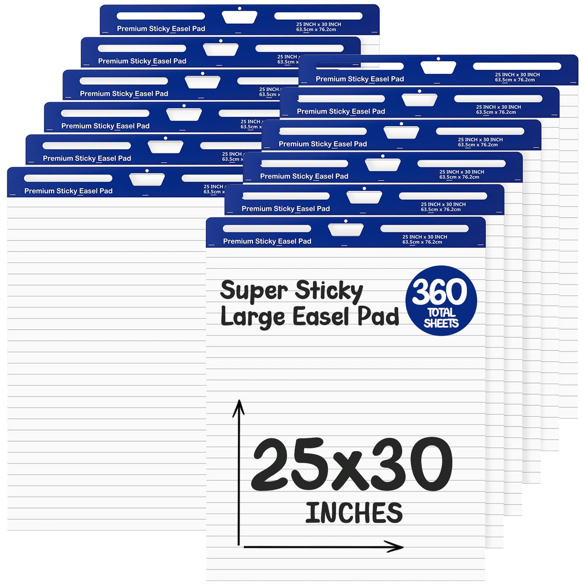 12 Pads White Lined Sticky Easel Pad 25 in x 30 in R314