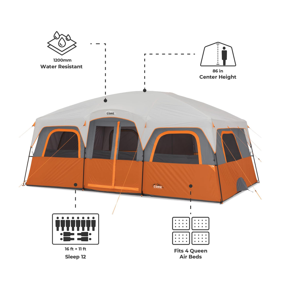 10 Person Multi Room Cabin Tent W412879