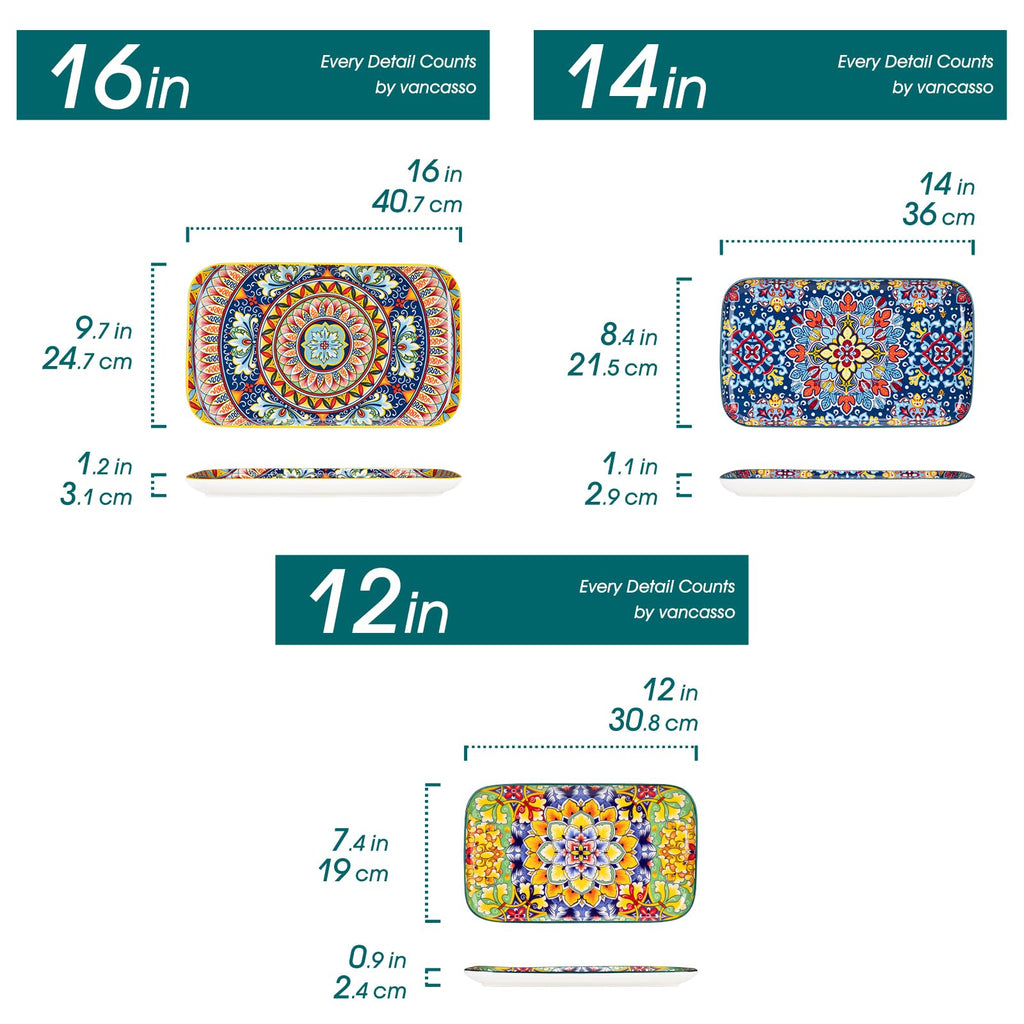 Serving Platters Set of 3 Rectangular Trays W696