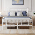 Full Size White Metal Platform Bed Frame with Headboard P838693