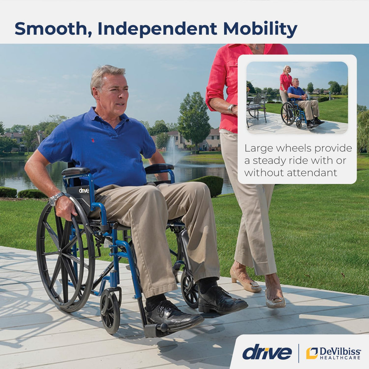 Blue Streak Foldable Wheelchair with Leg Rests O830127