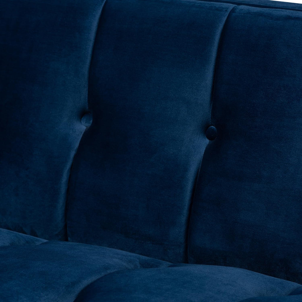 Navy Blue Velvet Button Tufted Gold Sofa L1692