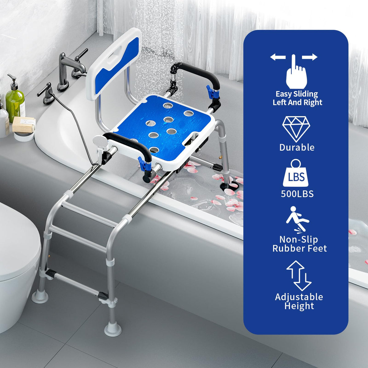 Sliding Shower Chair with Arms and Back I541