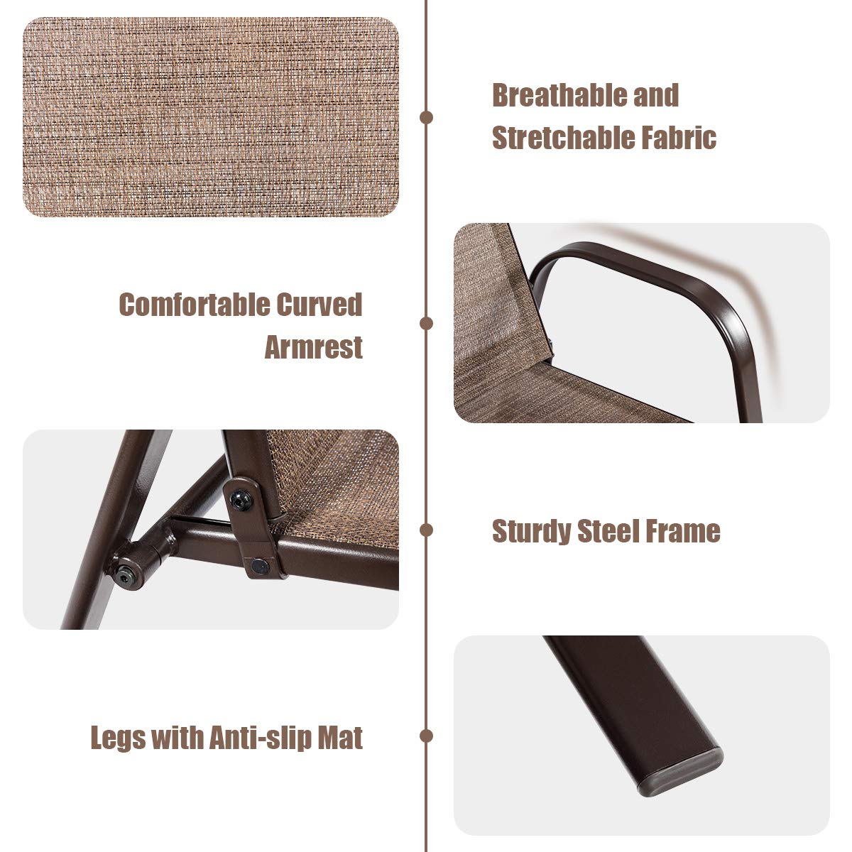 2 Piece Outdoor Patio Chairs with Breathable Fabric O771725