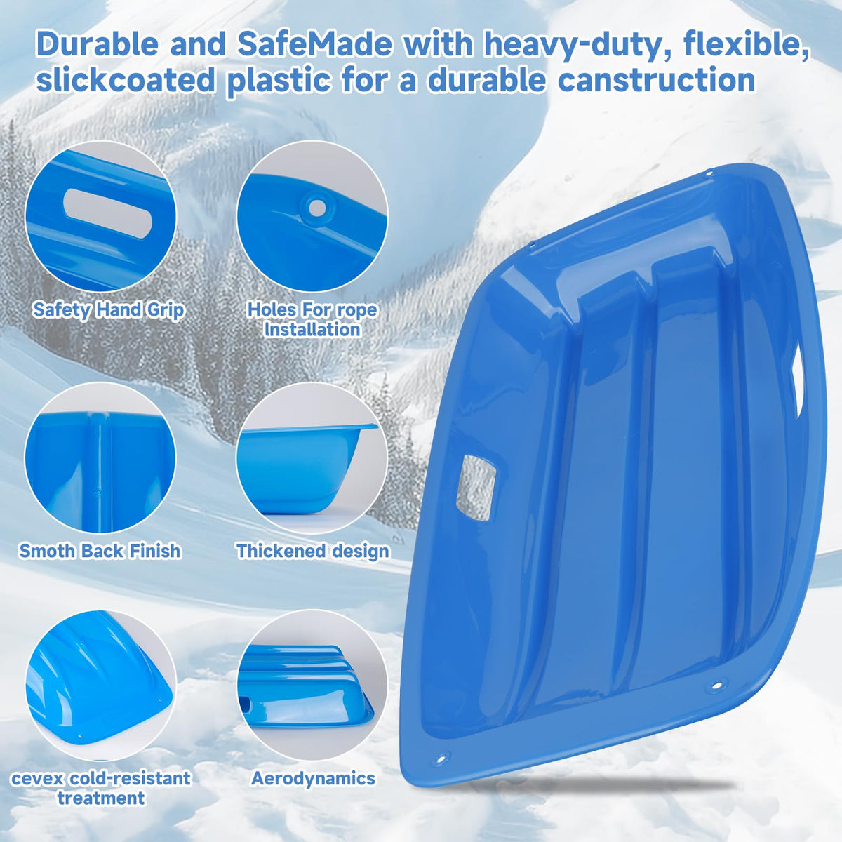 35 inch Plastic Snow Sled with Leash G7899