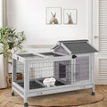 Wood Rabbit Hutch with Wire Mesh D460782