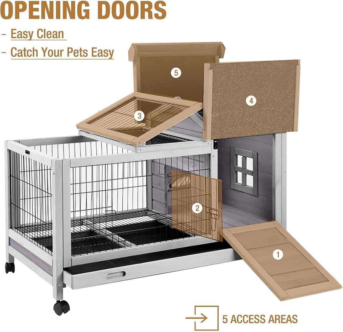 Wood Rabbit Hutch with Wire Mesh D460782