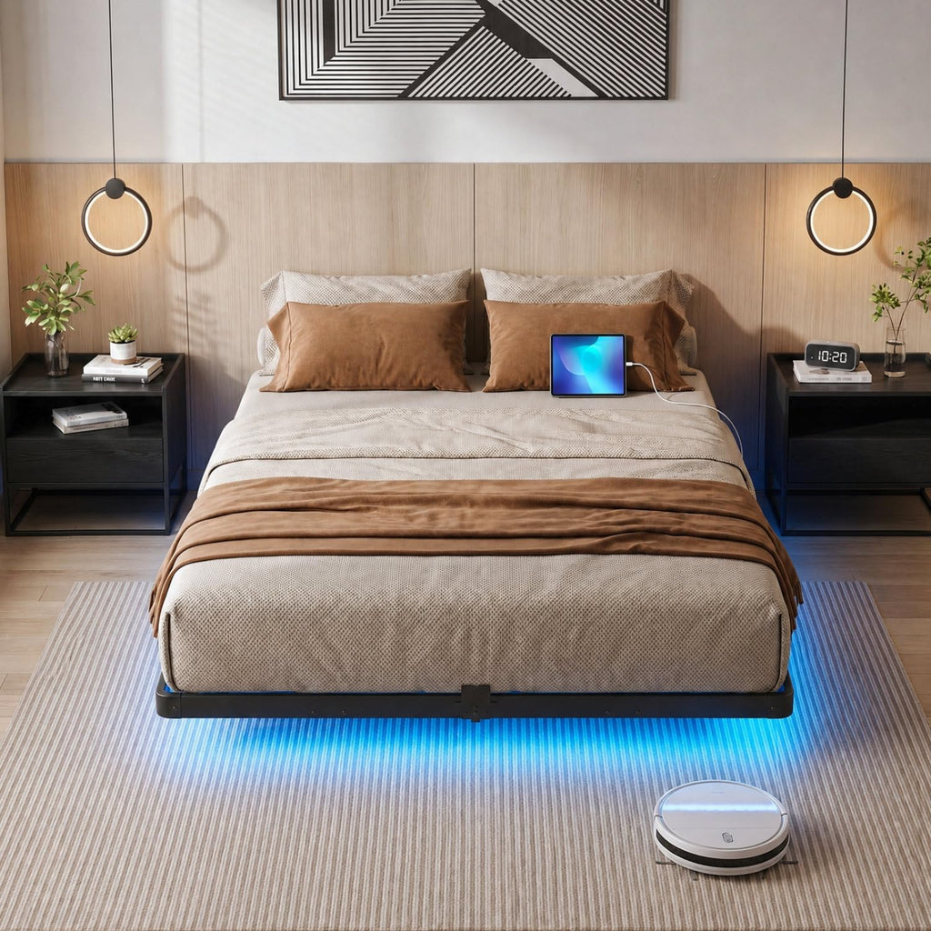 Full Floating Bed Frame with LED Lights W1675