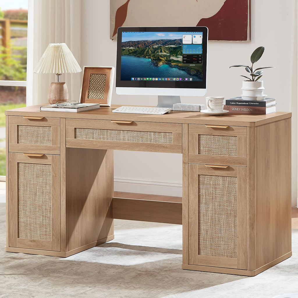 Office Desk with 5 Drawers Storage File Cabinet K348964
