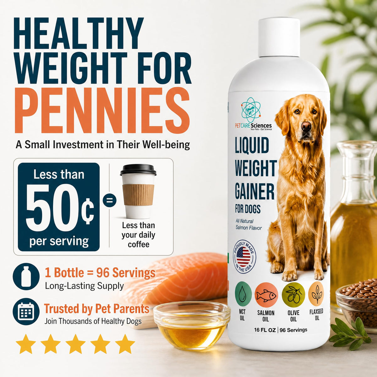 High Calorie Liquid Dog Food Topper with Salmon Oil 16 fl oz J217