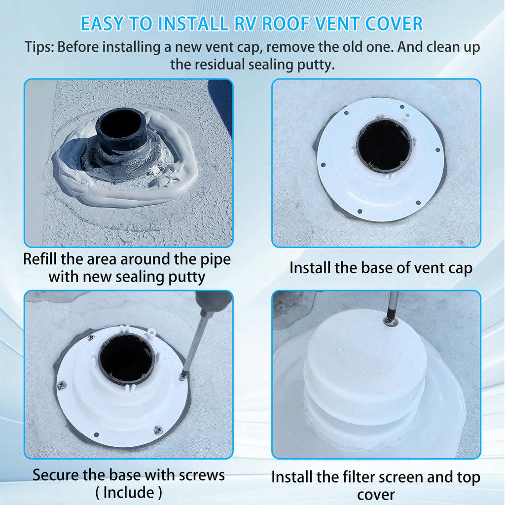 RV Plumbing Vent Cap Fits 1 to 2 3/8 Inch Pipe White 2 Pack K9934
