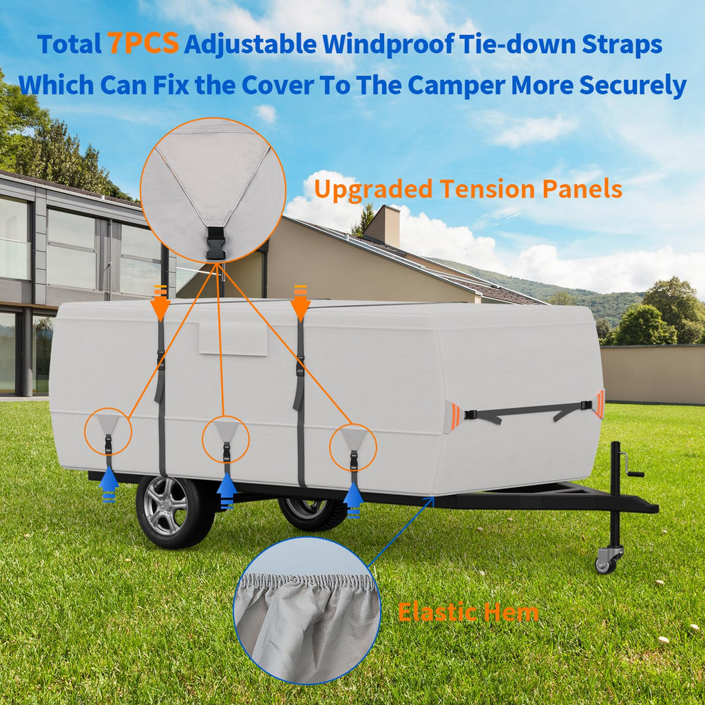 900D Oxford Waterproof Pop Up Camper Tent Trailer Cover, 14-16ft E854