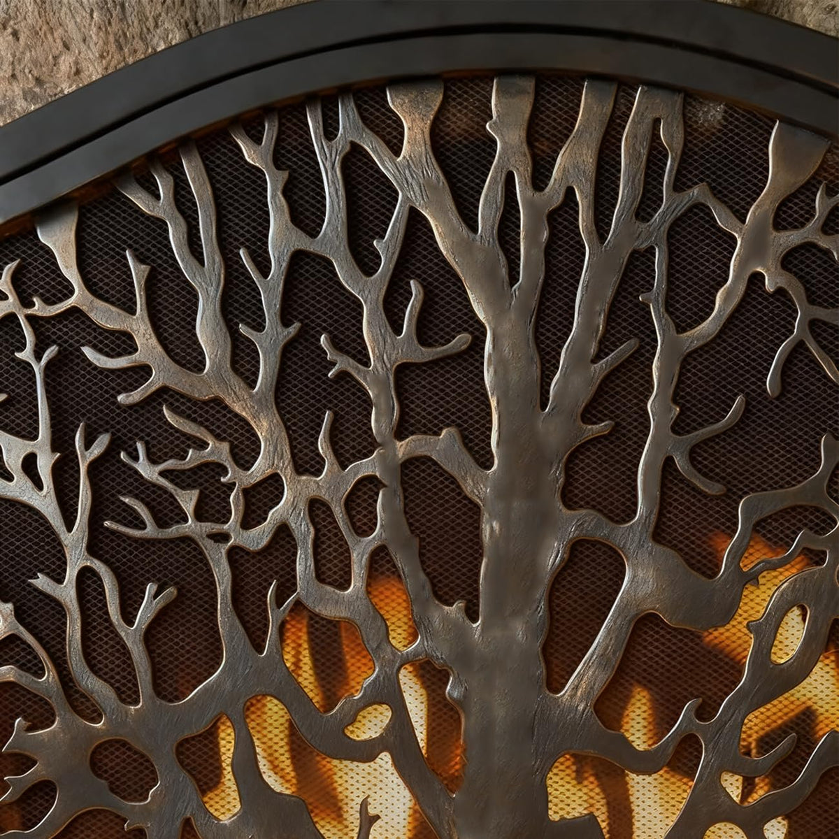 Wrought Iron Fireplace Screen with Locking Doors V68178