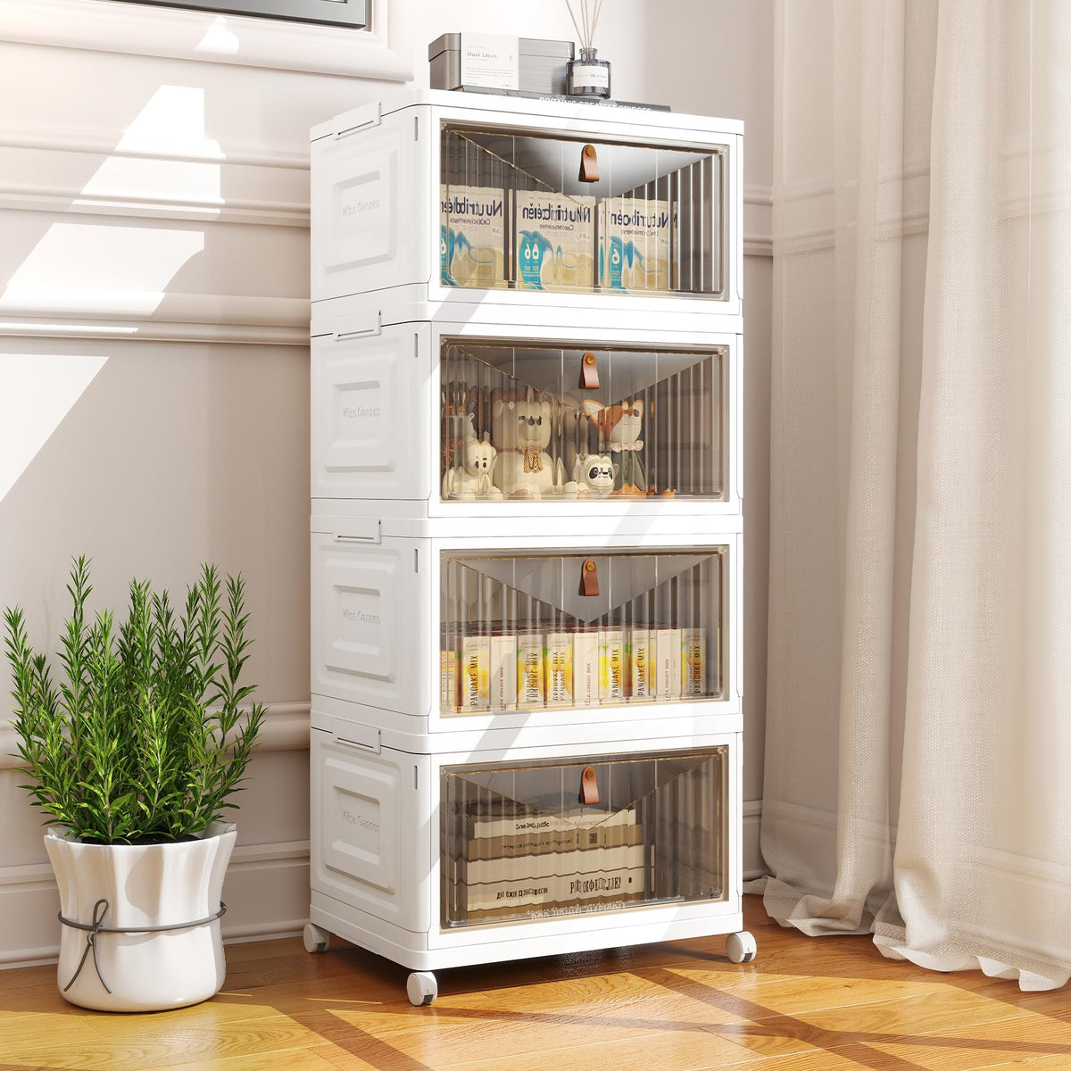 Closet Organizers and Storage with Wheels, 23QT White Y9165