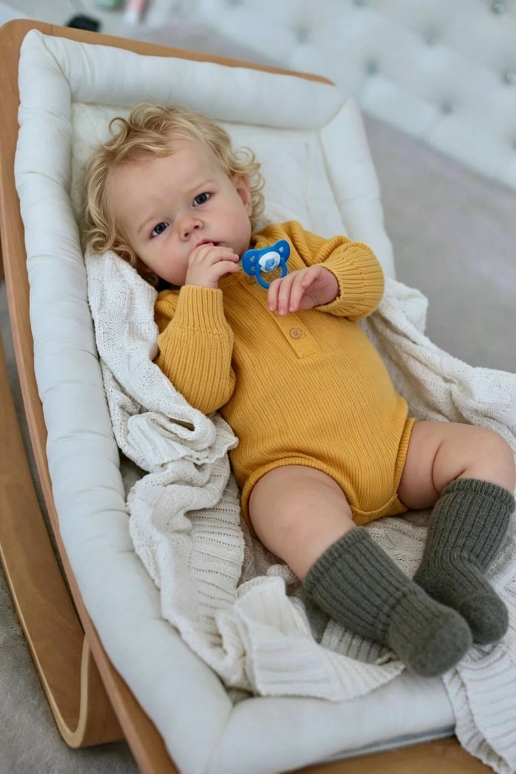 22" Realistic Baby Doll Boy Blonde Hair I682614