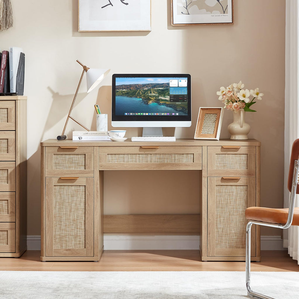 Office Desk with 5 Drawers Storage File Cabinet K348964