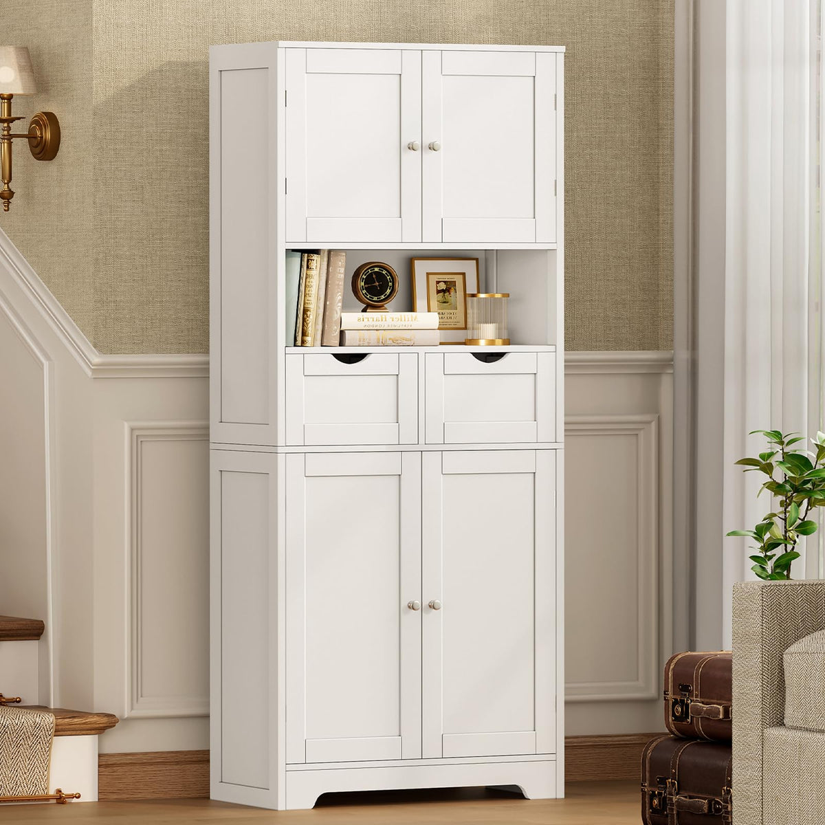 Tall Bathroom Storage Cabinet with 4 Doors L408
