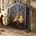 Wrought Iron Fireplace Screen with Locking Doors V68178