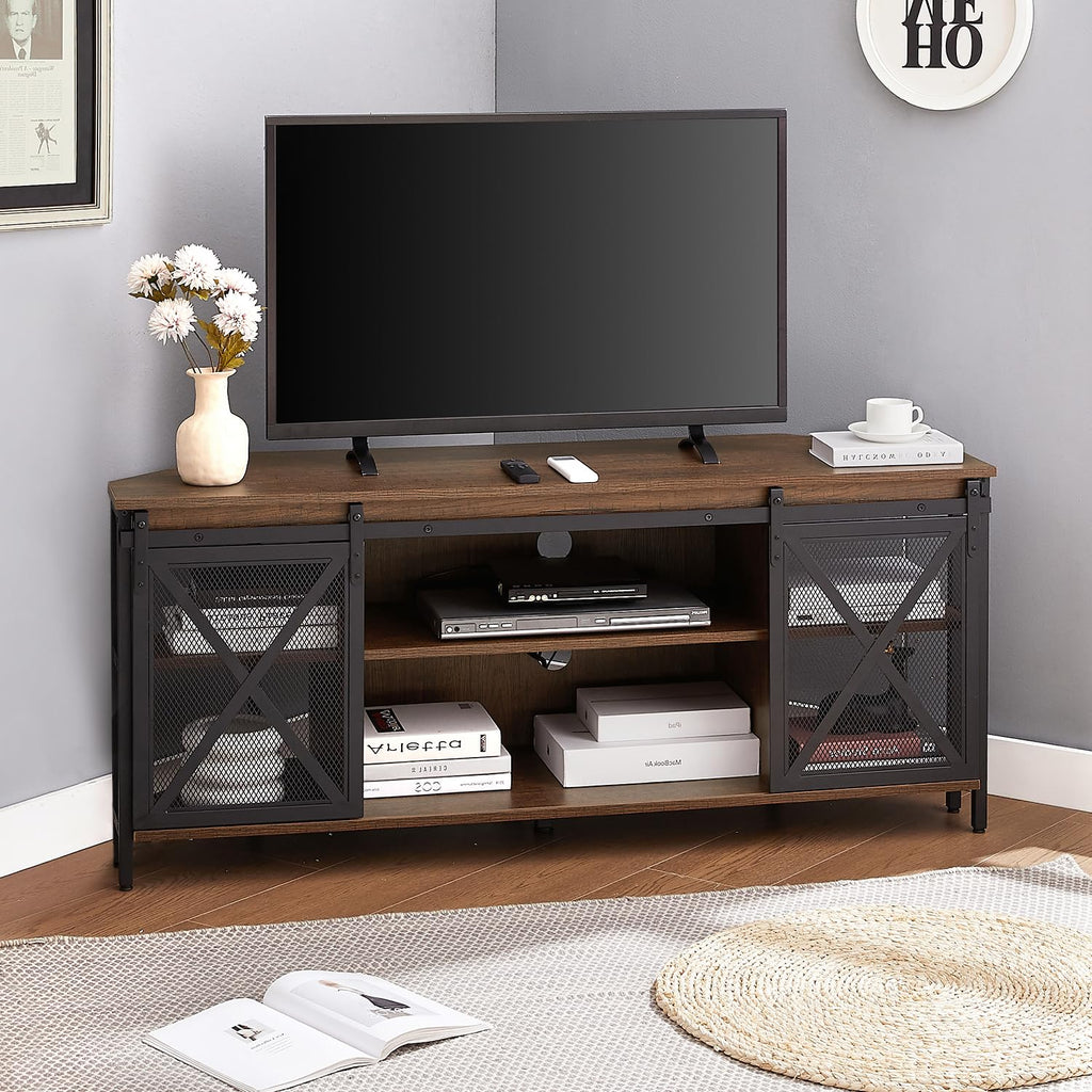 Brown Corner TV Stand with Storage J560315