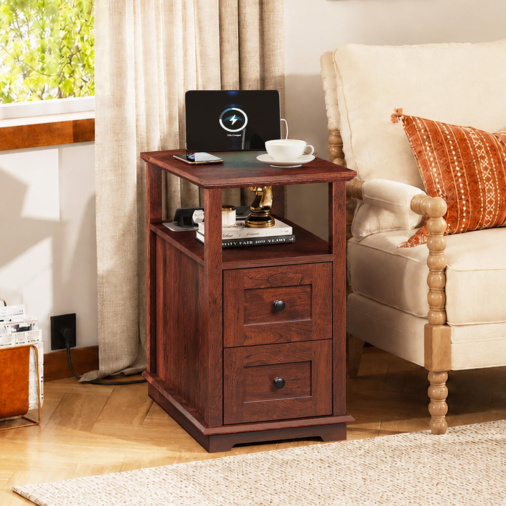 End Table with Charging Station & 2 Drawers M70159