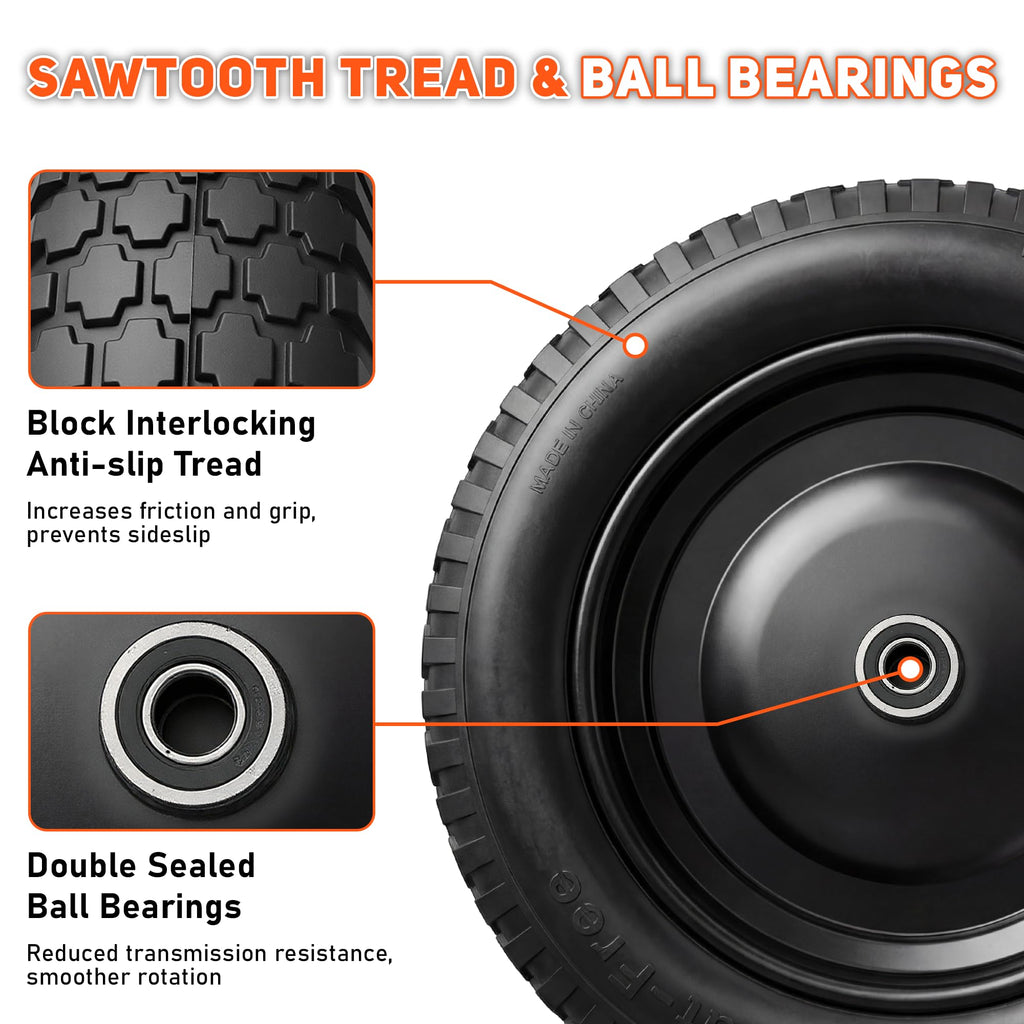 4.80/4.00-8 Flat Free Wheelbarrow Tire and Wheel C5652