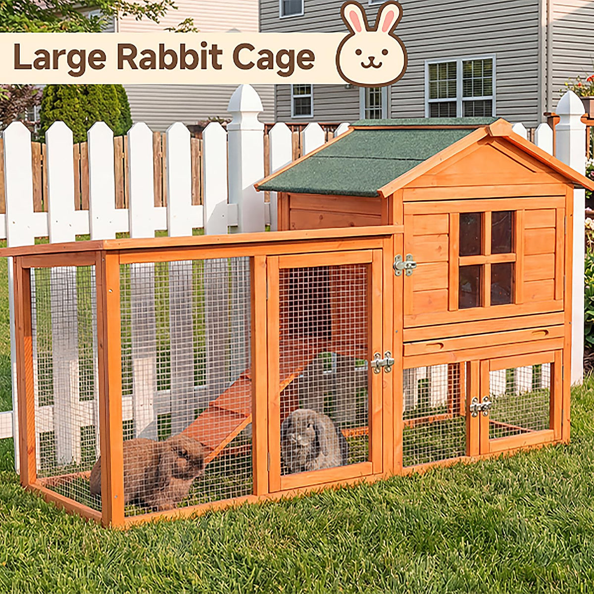 Large Outdoor Indoor Wooden Rabbit Hutch Q695790