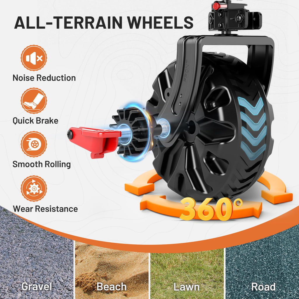 26" Extra Wide All Terrain Folding Wagon with Big Wheels, Cargo Net & Tailgate, 400lbs Heavy Duty Collapsible Cart, Black H45964