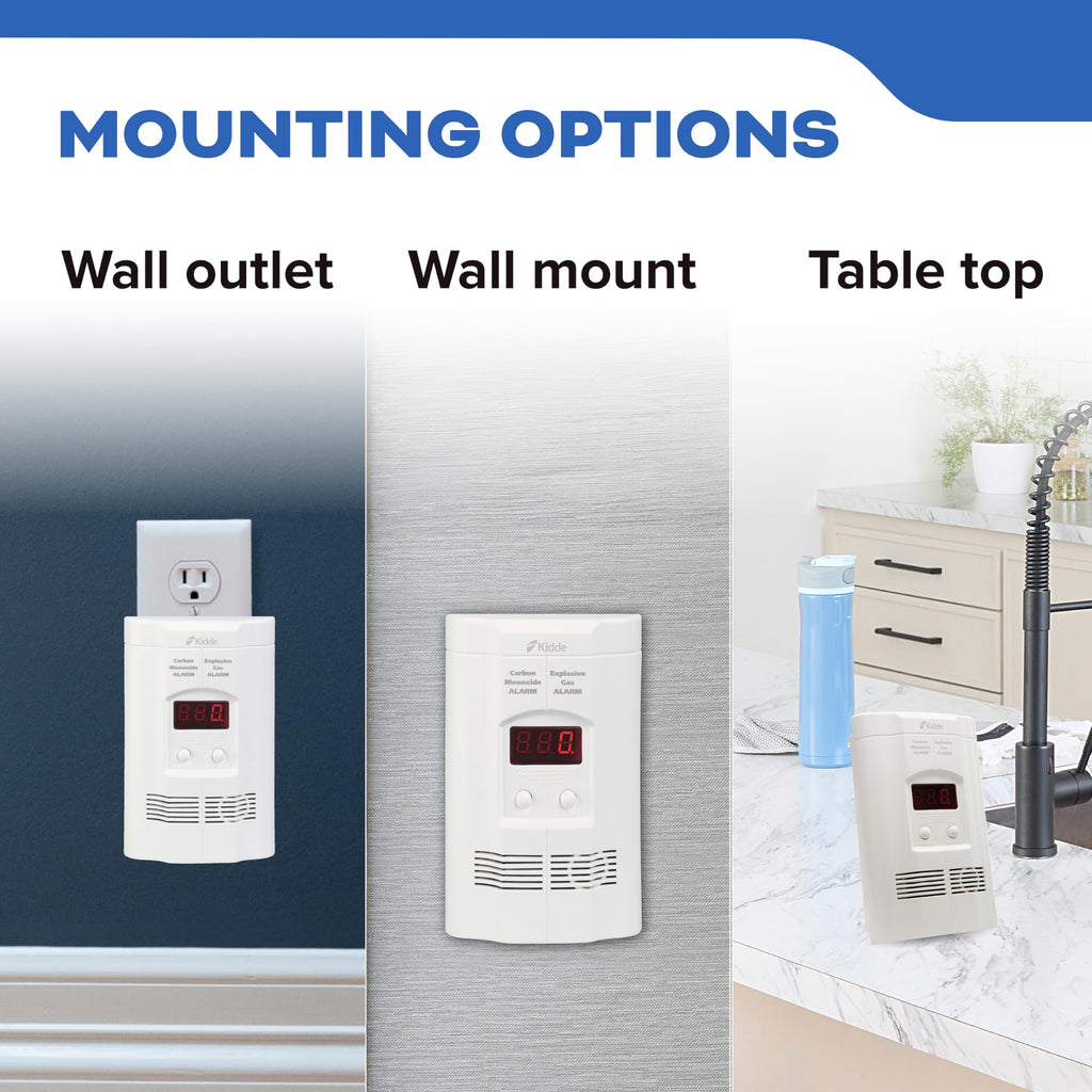 Carbon Monoxide & Explosive Gas Detector, Plug-in with Battery Backup H6087