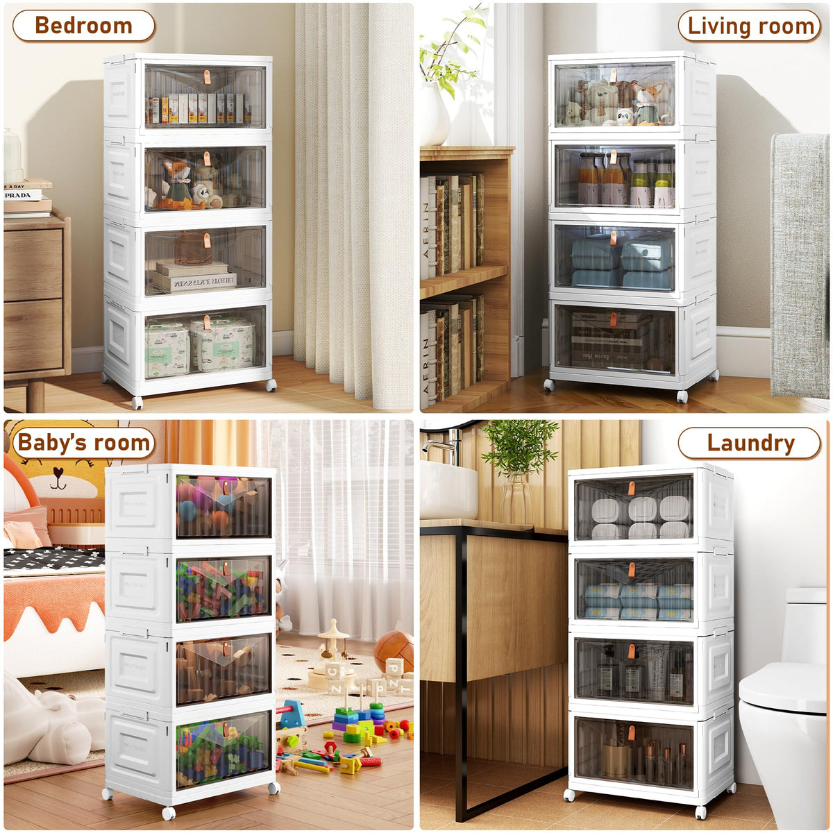 Closet Organizers and Storage with Wheels, 23QT White Y9165