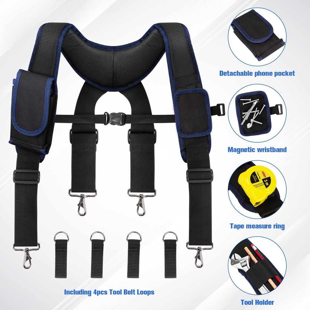 Adjustable Tool Belt with Magnetic Wristband and Pouch Pocket V22020
