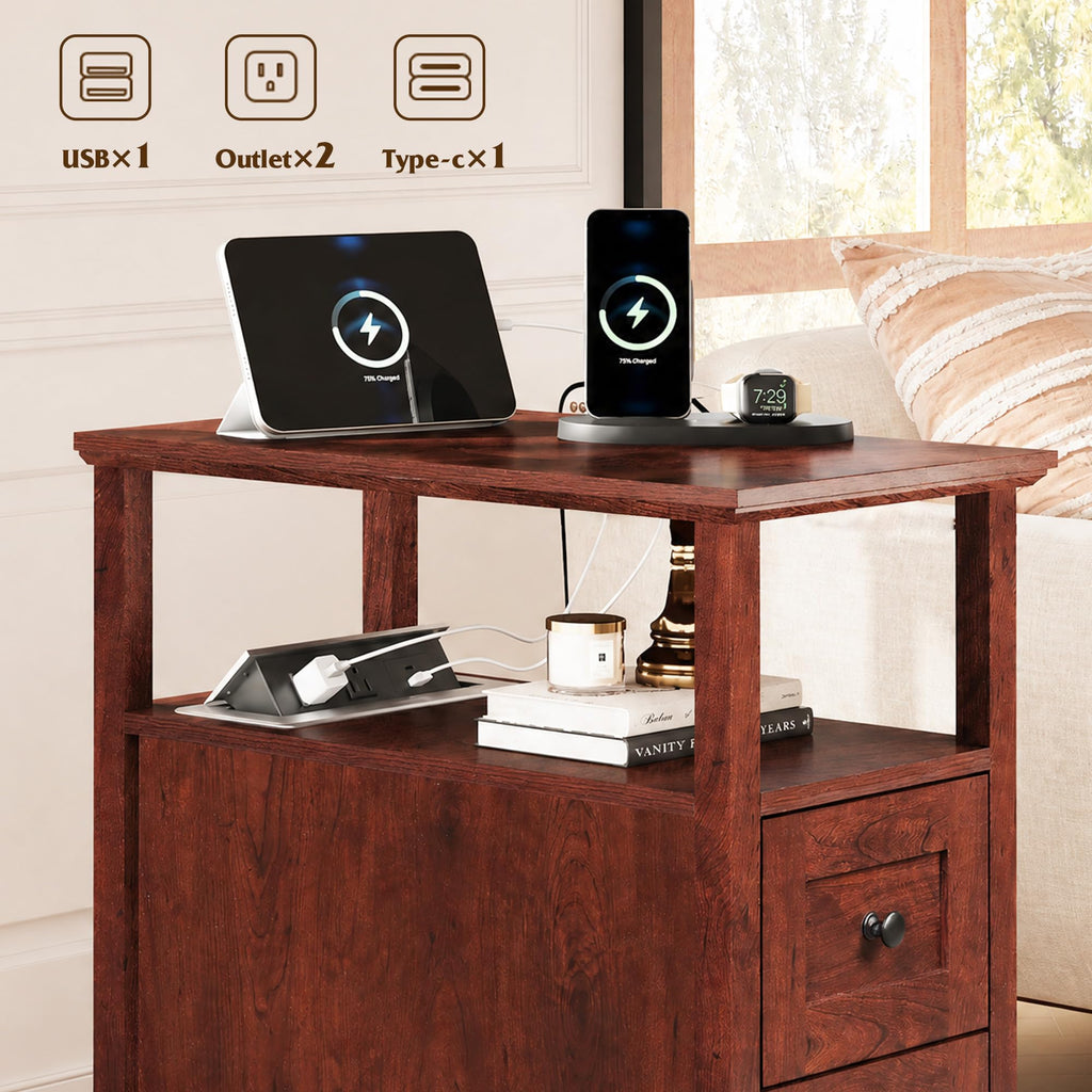 End Table with Charging Station & 2 Drawers M70159