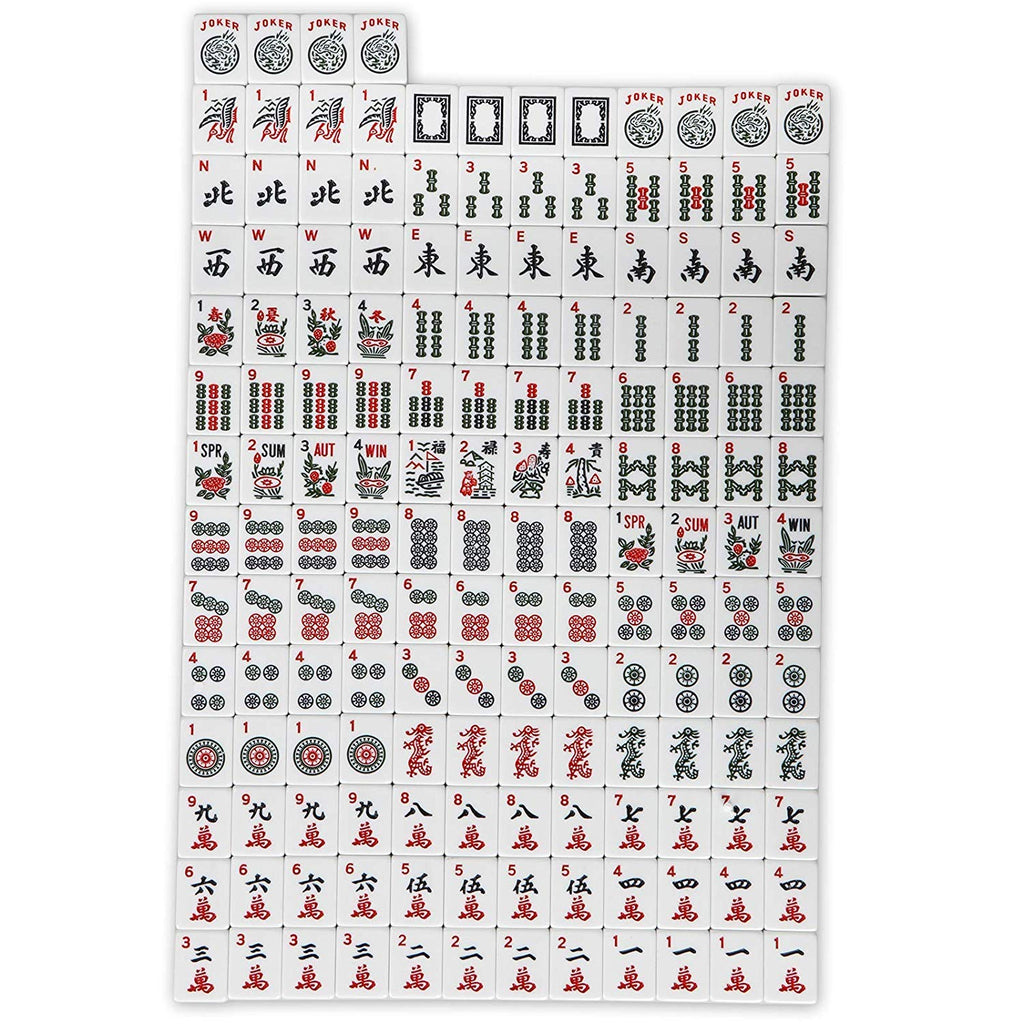Black Soft Bag 166 White Engraved Tiles Mahjong Set E203980