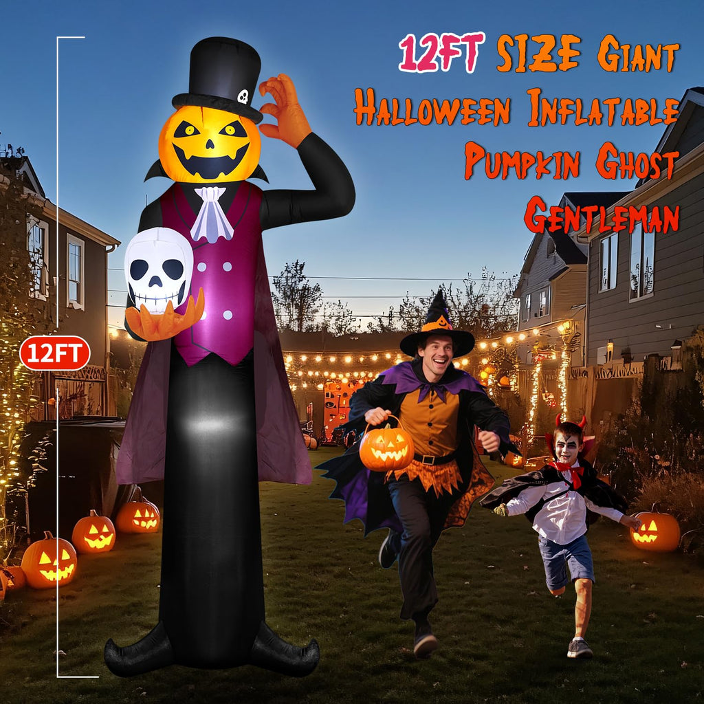 12FT Halloween Inflatables Pumpkin Ghost Vampire with LEDs J5738