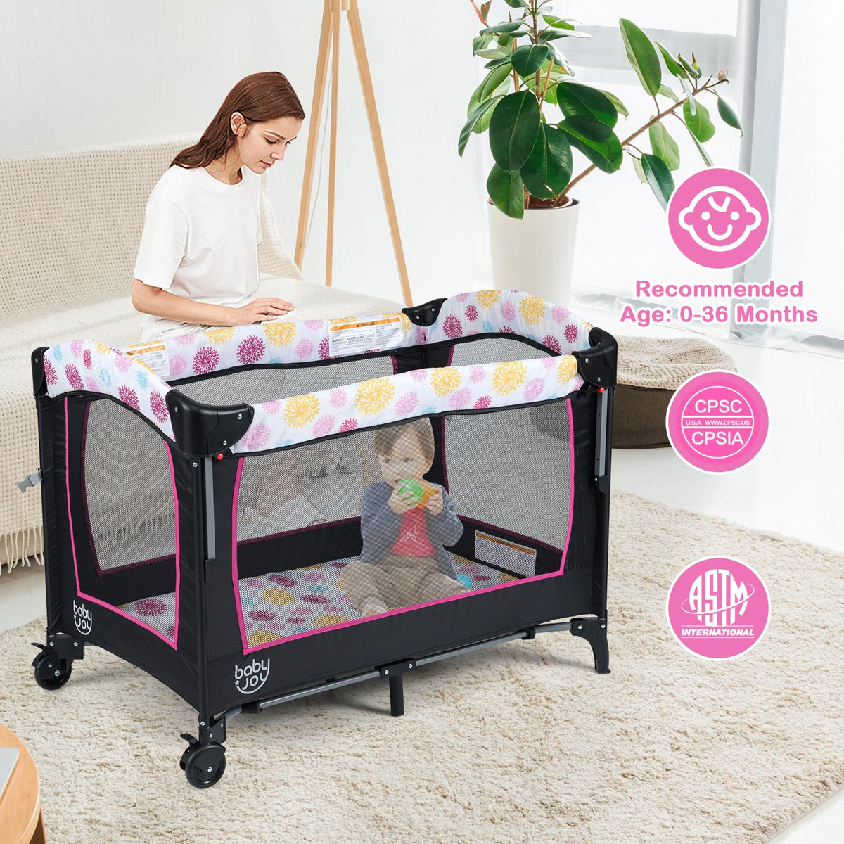4 in 1 Pink Pack and Play L614