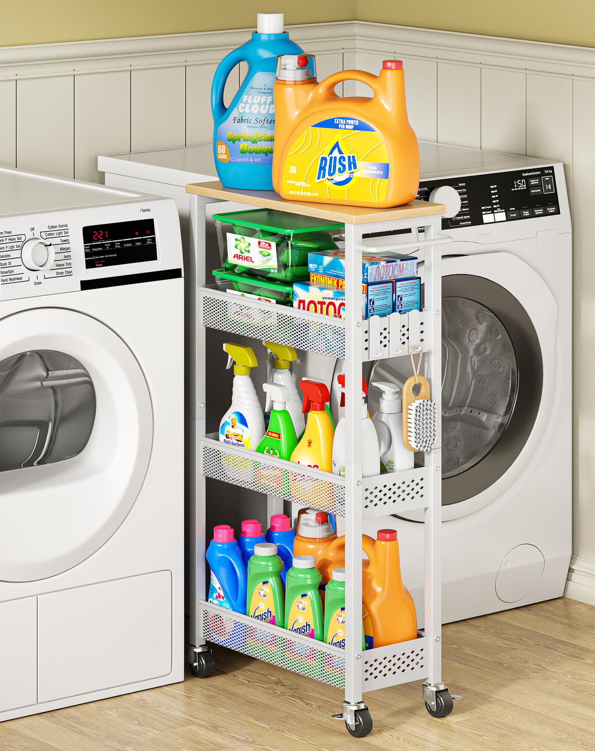 Laundry Room Organization Cart with Casters K52902