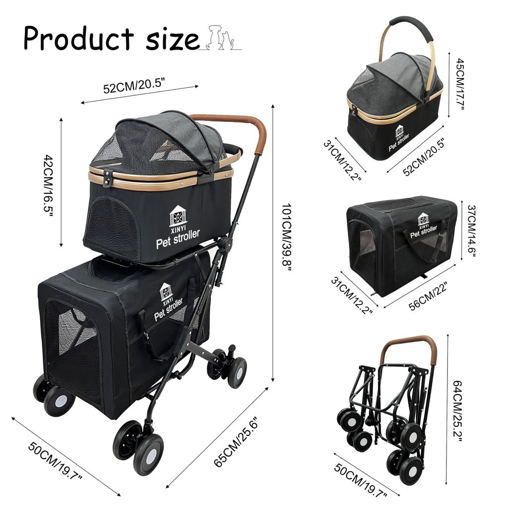 XL Extra-Large Double Pet Stroller with Weather Cover B63628