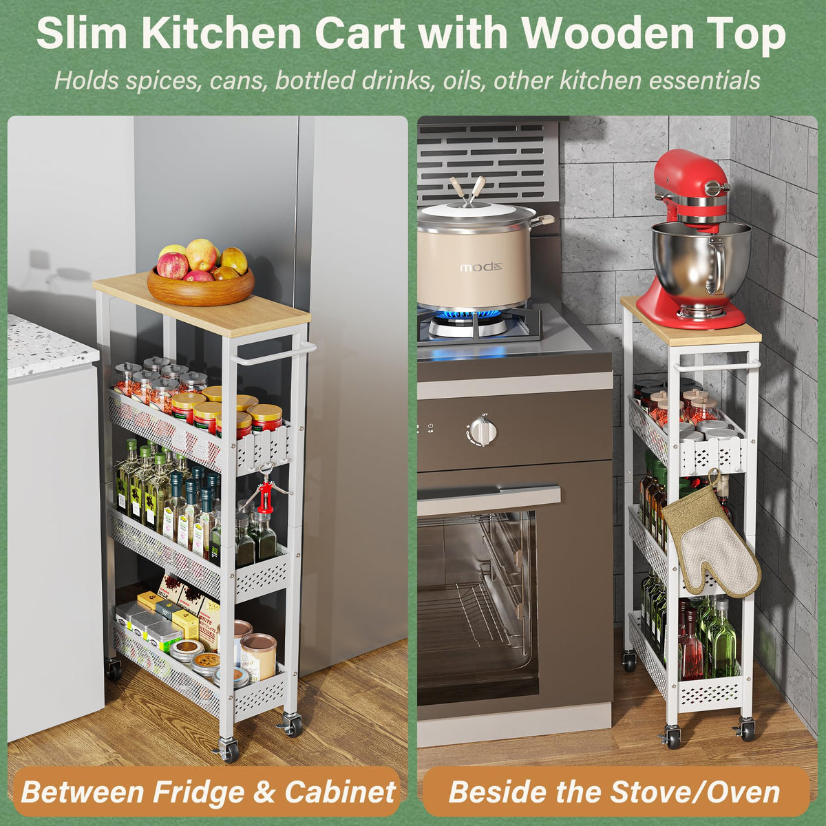 Laundry Room Organization Cart with Casters K52902