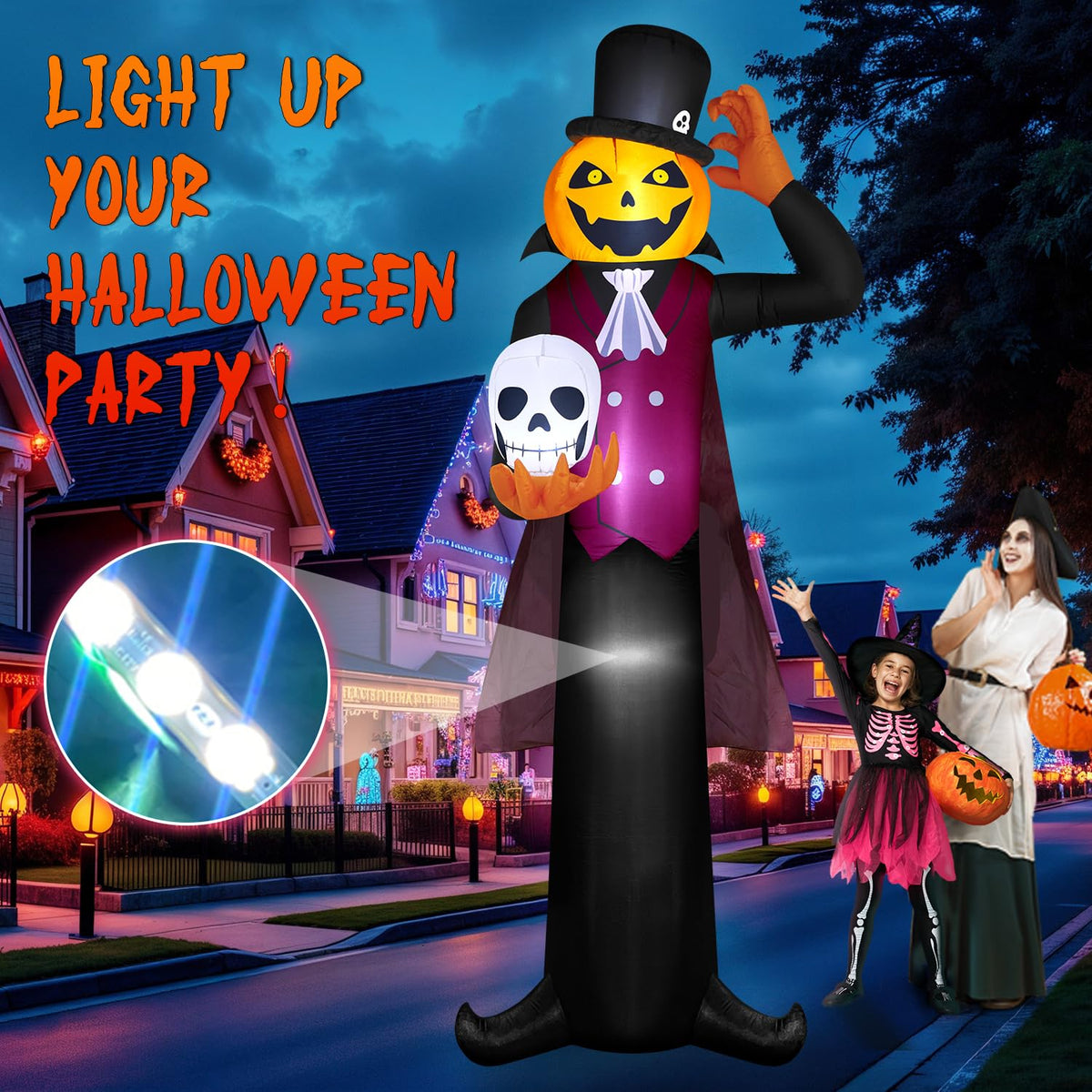12FT Halloween Inflatables Pumpkin Ghost Vampire with LEDs J5738