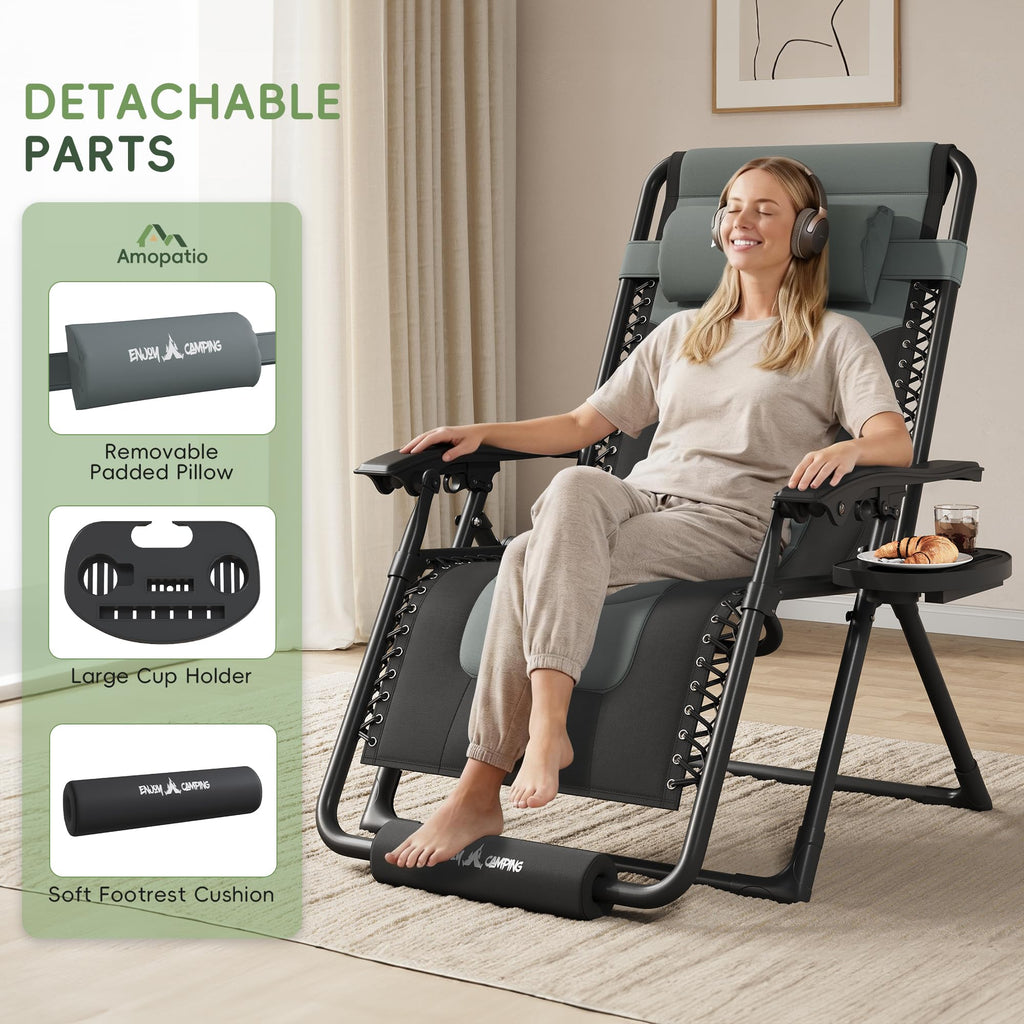 Oversized Padded Zero Gravity Reclining Patio Lounge Chair X52043