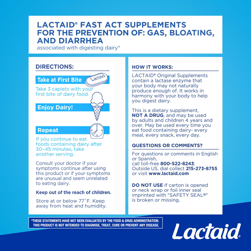 Lactose Intolerance Caplets 120 Ct Y857