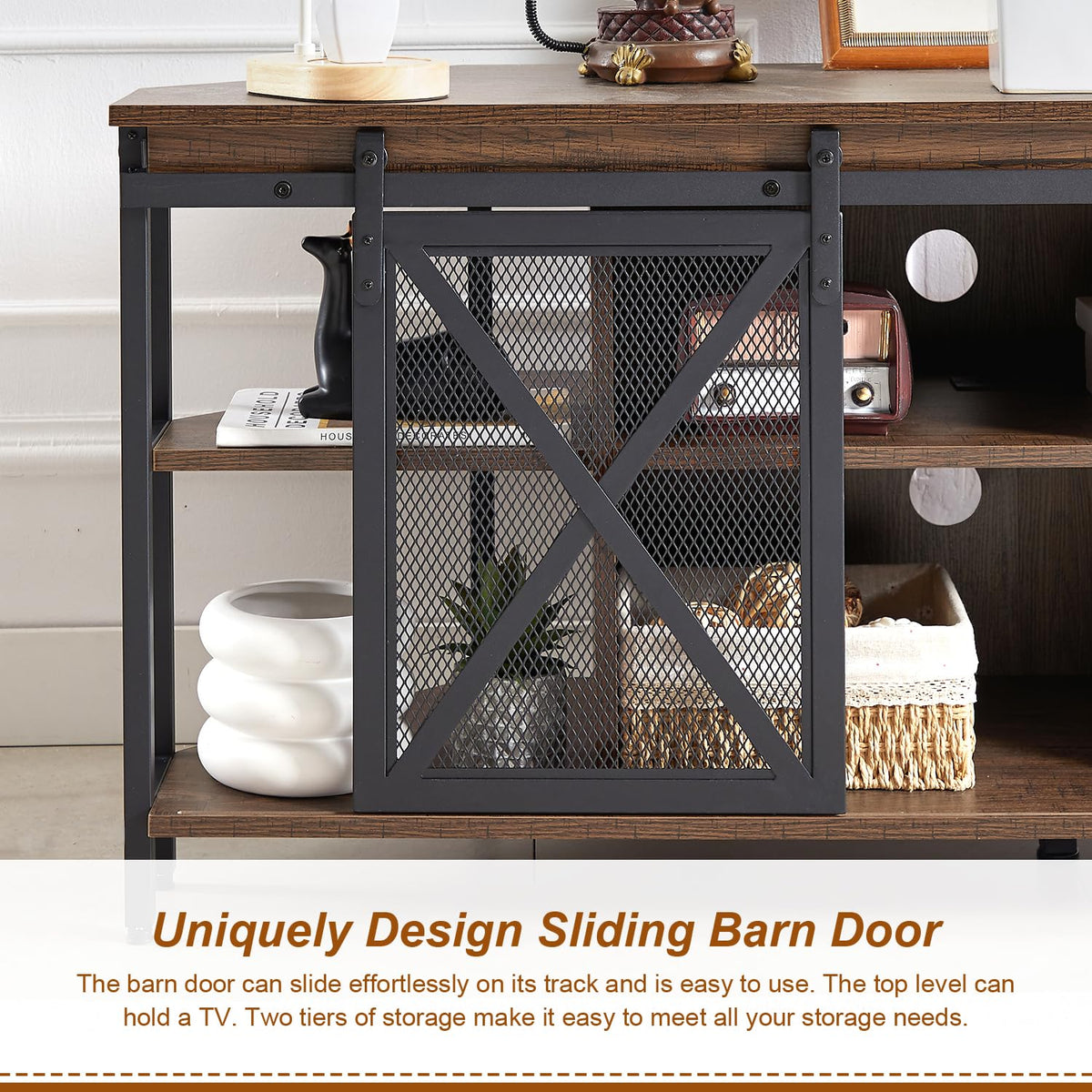 Brown Corner TV Stand with Storage J560315