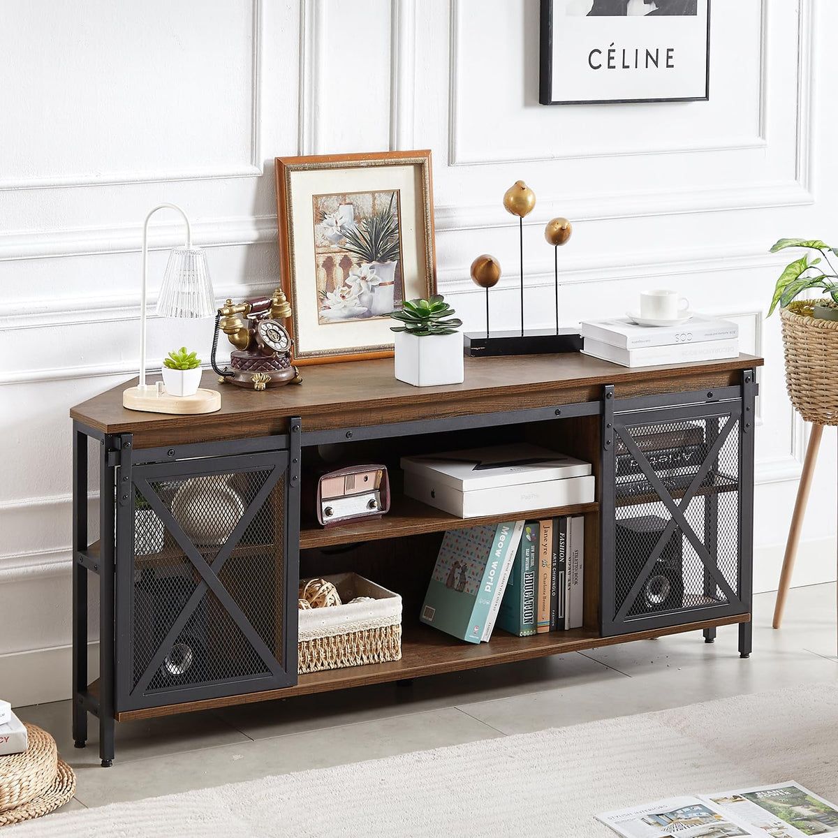 Brown Corner TV Stand with Storage J560315