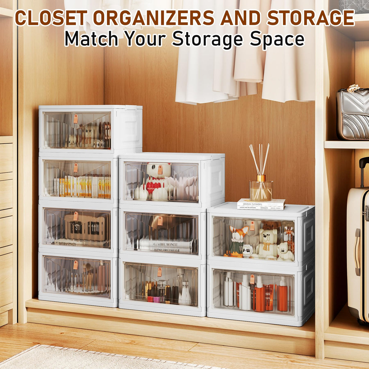 Closet Organizers and Storage with Wheels, 23QT White Y9165