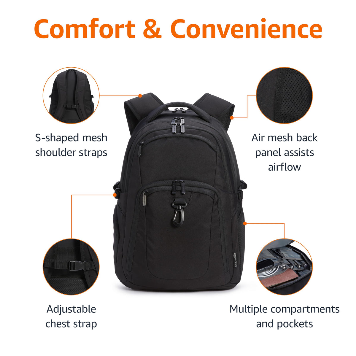 Black Water Resistant Laptop Backpack X276782